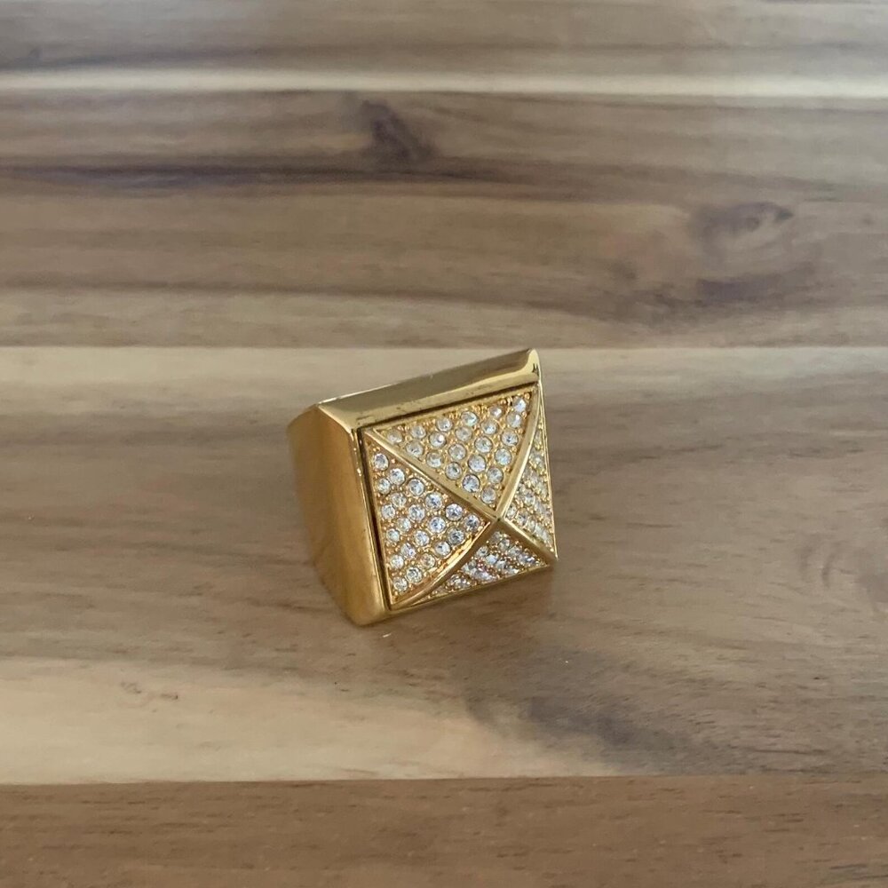 Michael Kors Gold Pavé Pyramid Ring – Size 7 - Picture 2 of 3